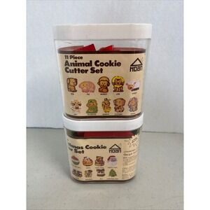 Vintage Hoan Cookie Cutter Sets 22pc Animal and Christmas Holiday 1980s